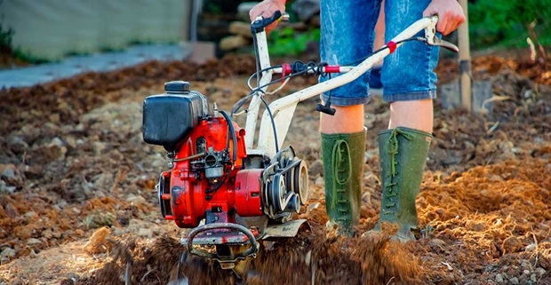 using a garden tiller
